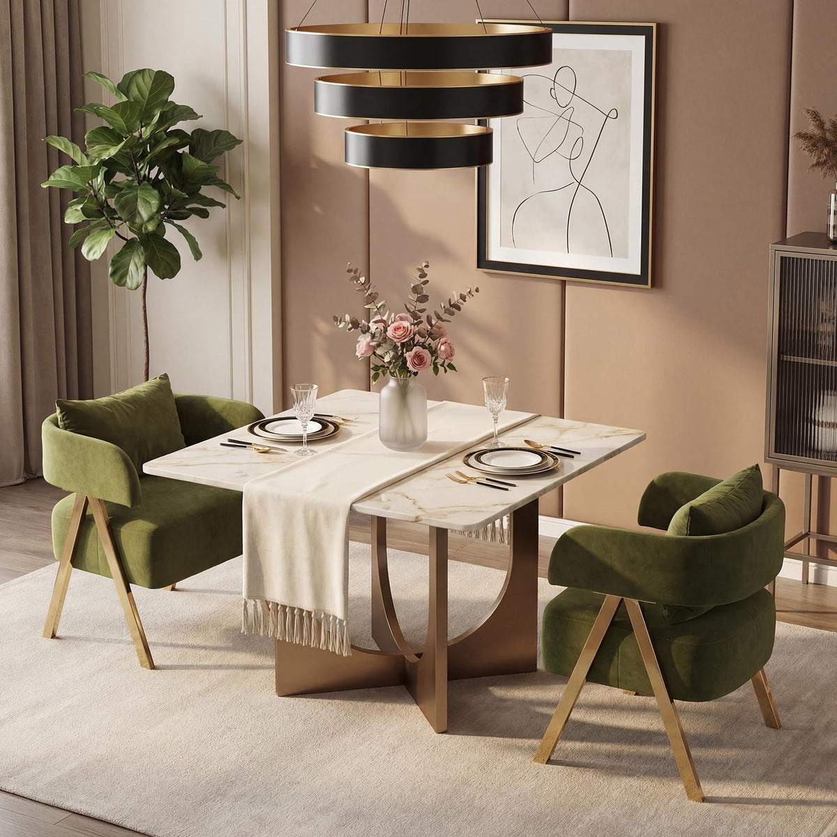 Green Velvet Accent Chairs Set of 2 H8035