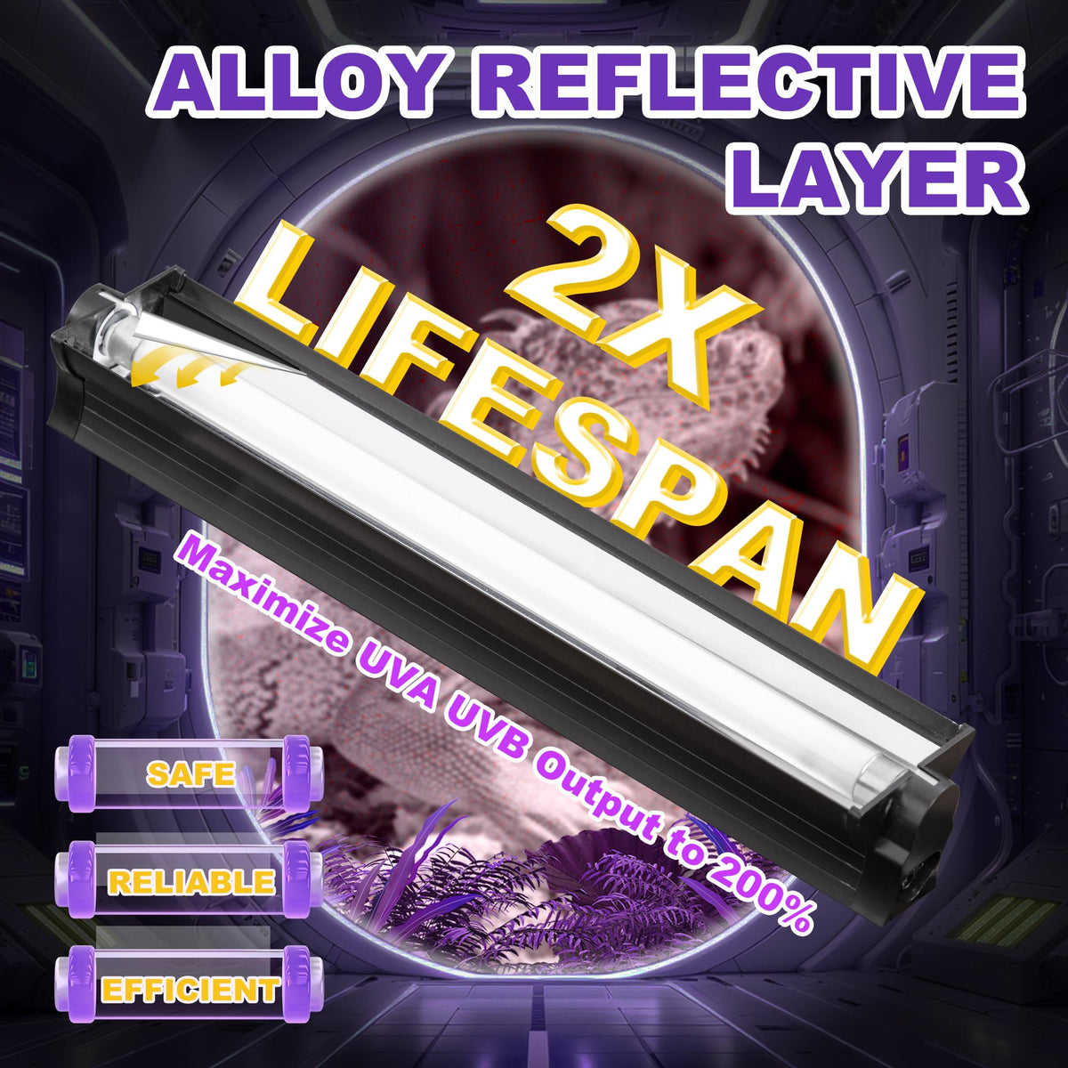 8W 10.0 UVB Reptile Light Fixture B925