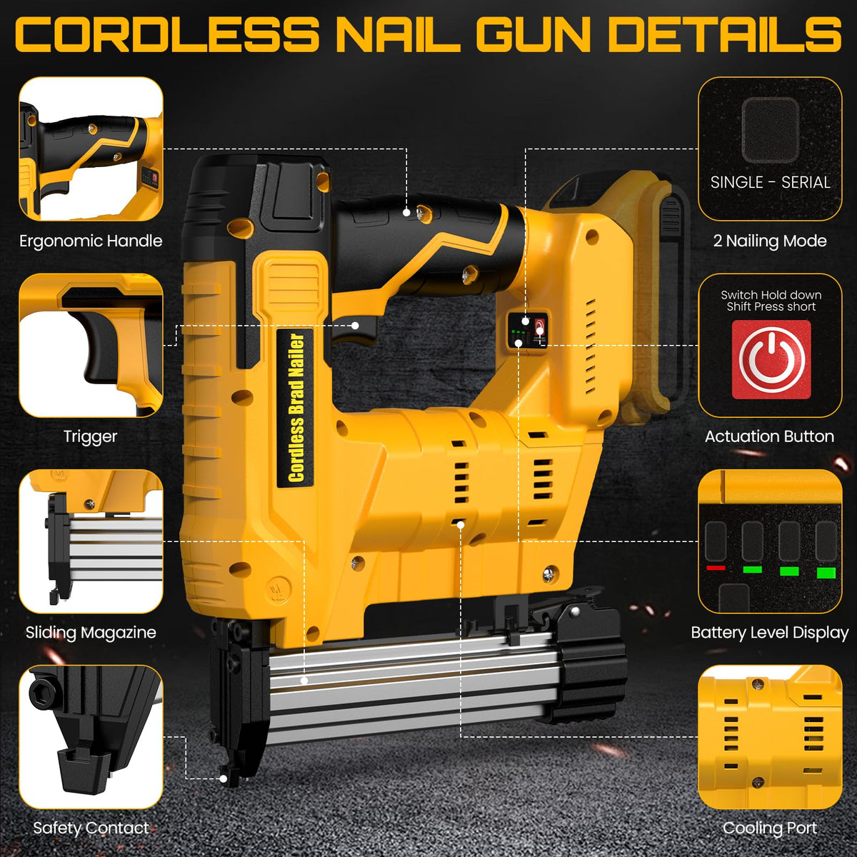 2-in-1 Cordless Brad Nailer & Staple Gun F611