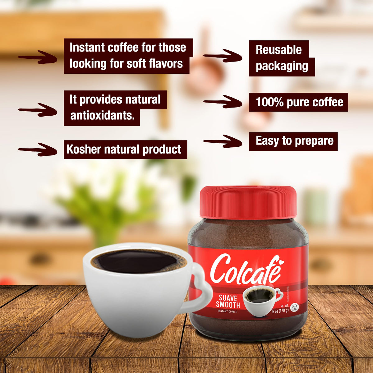 Instant Coffee 100% Colombian 6 Ounce (Pack of 4) H52727