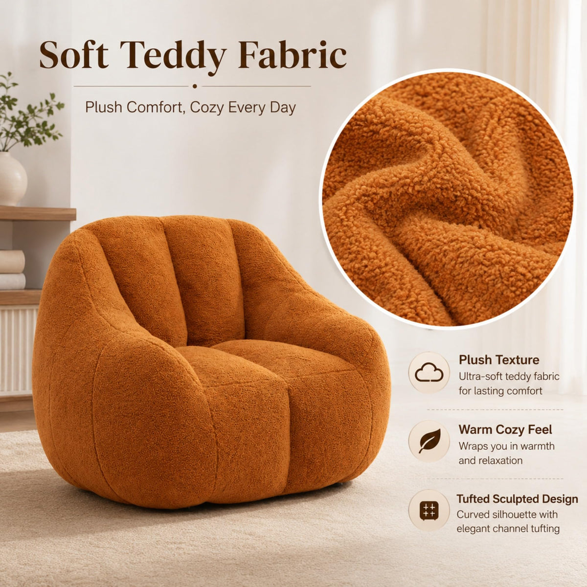Yellow Memory Foam Bean Bag Chair D42181