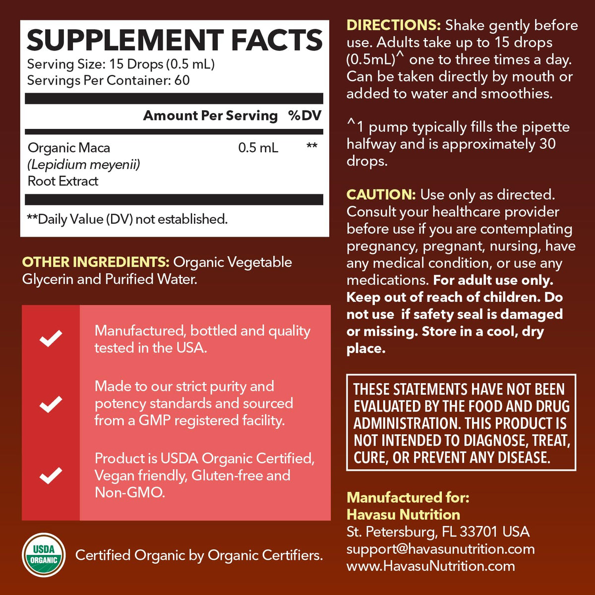 Organic Maca Root Liquid Drops & L Arginine L Citrulline Supplement X6558