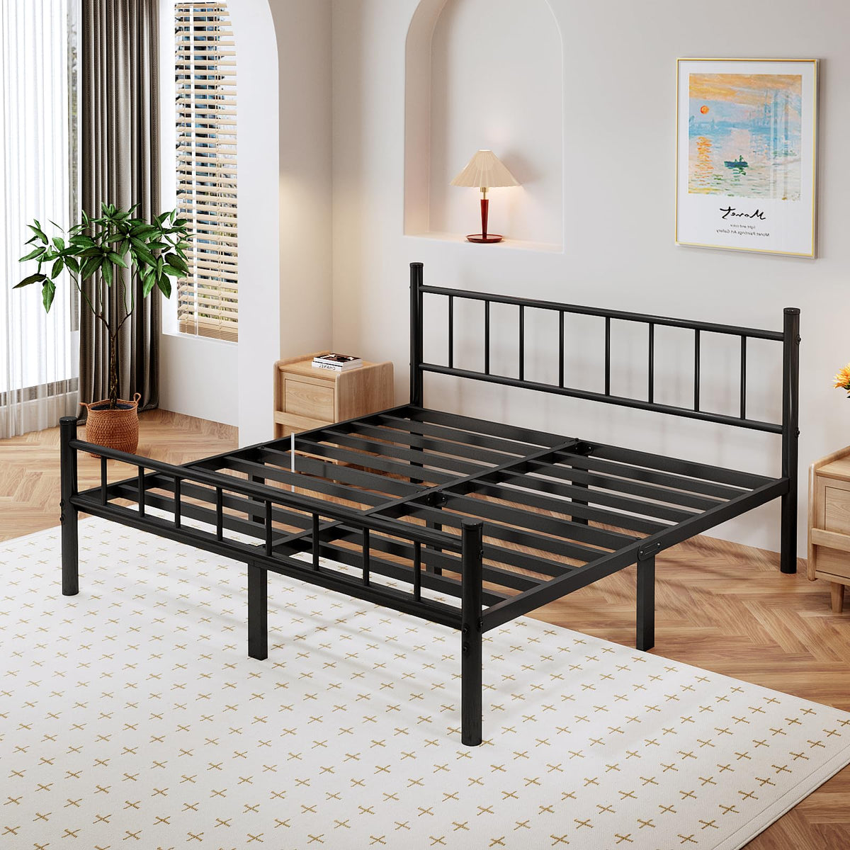Full Metal Bed Frame with Headboard and Footboard P1033