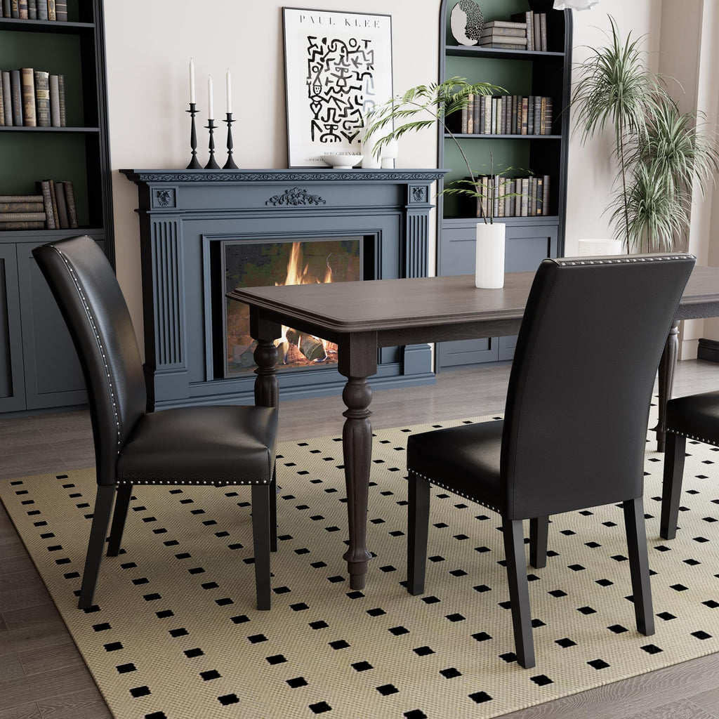 Black PU Dining Chairs Set of 2 I589971