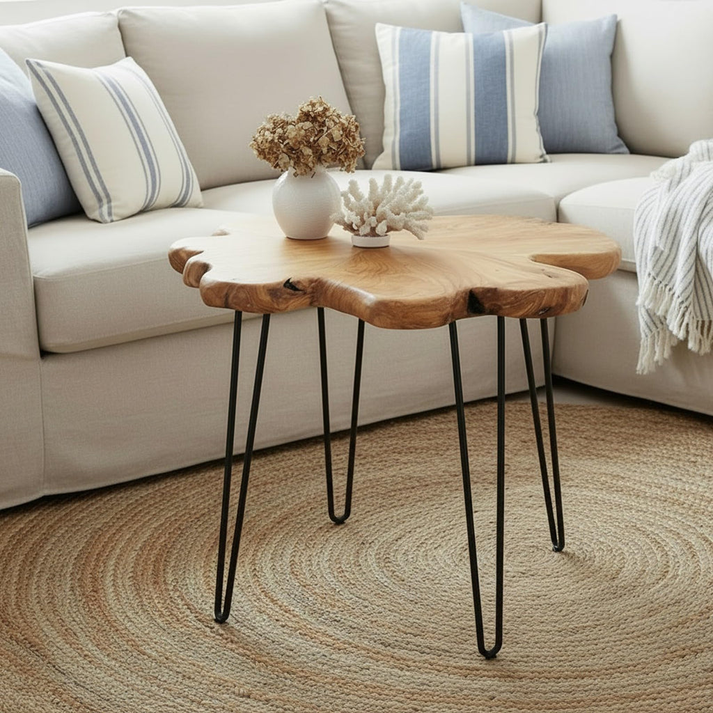 Flower-Shaped Live Edge Cedar Coffee Table N596
