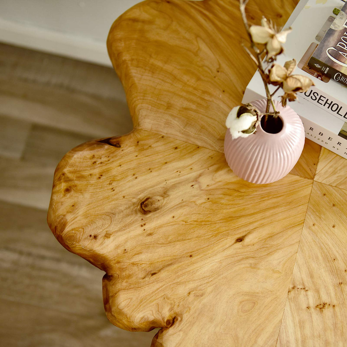 Flower-Shaped Live Edge Cedar Coffee Table N596