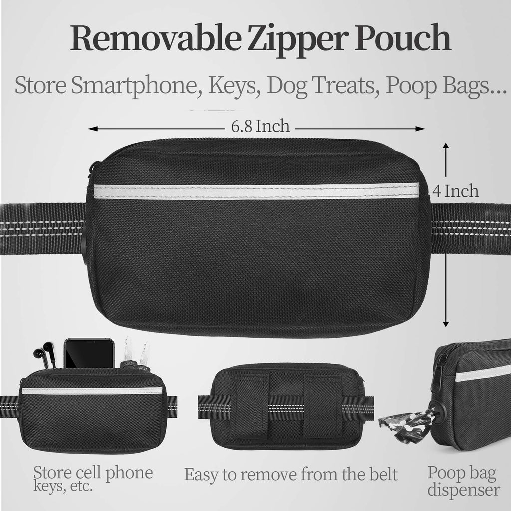 Hands Free Dog Leash with Zipper Pouch, Large, Black H57121