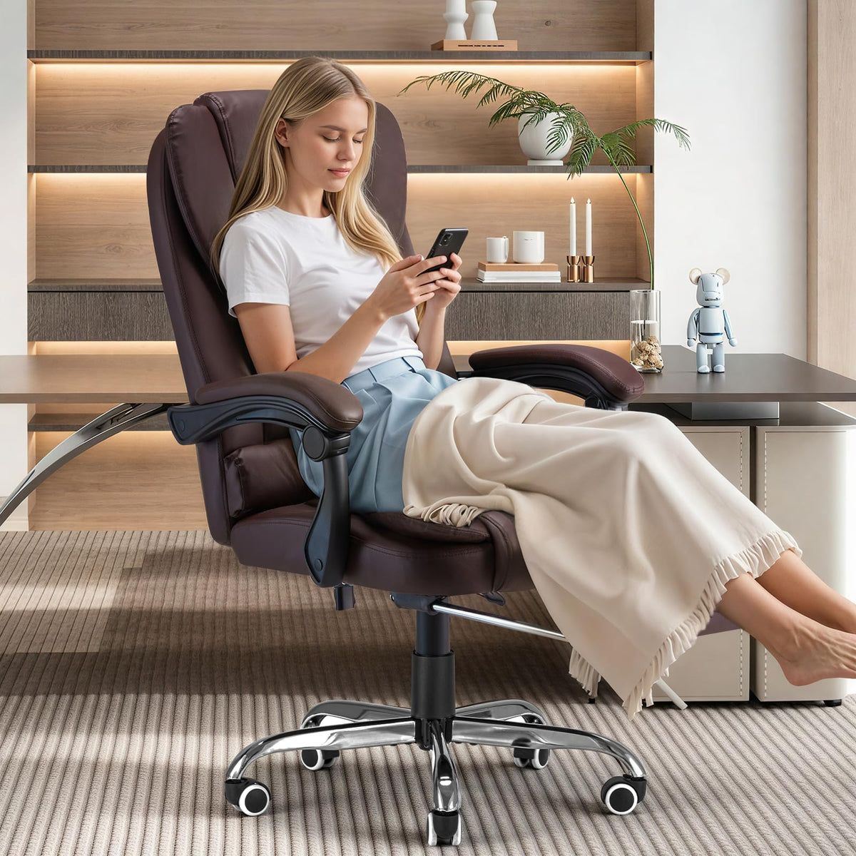 Massage Office Chair with Heat Function & Footrest B3825