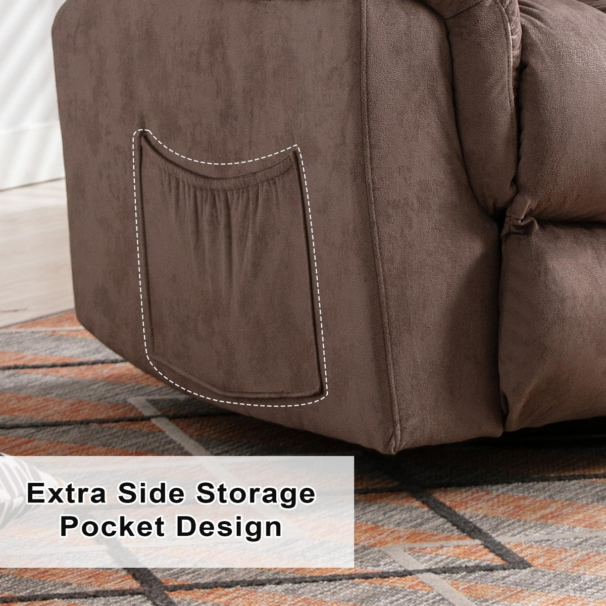 Oversized Manual Swivel Rocker Recliner Chair I582