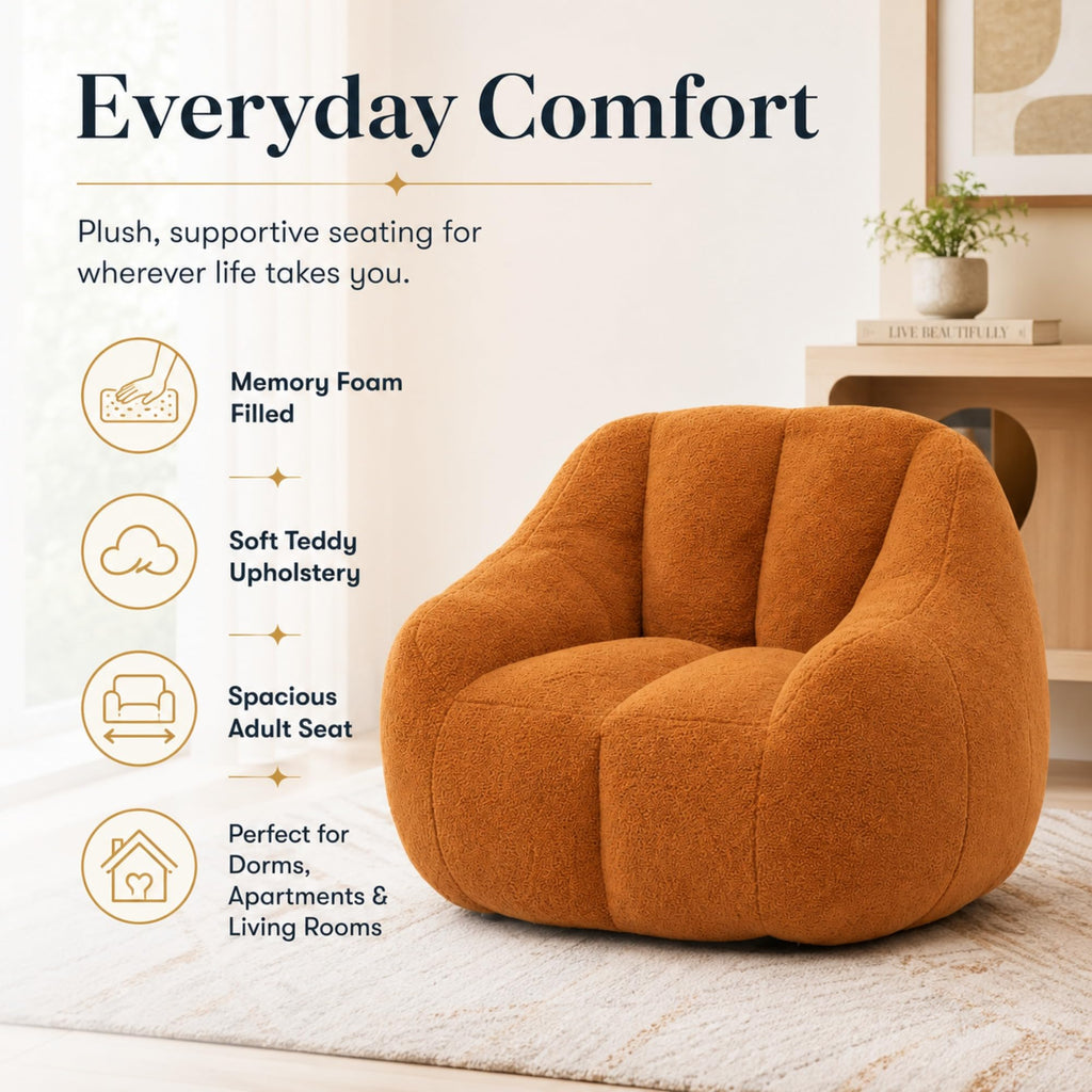 Yellow Memory Foam Bean Bag Chair D42181