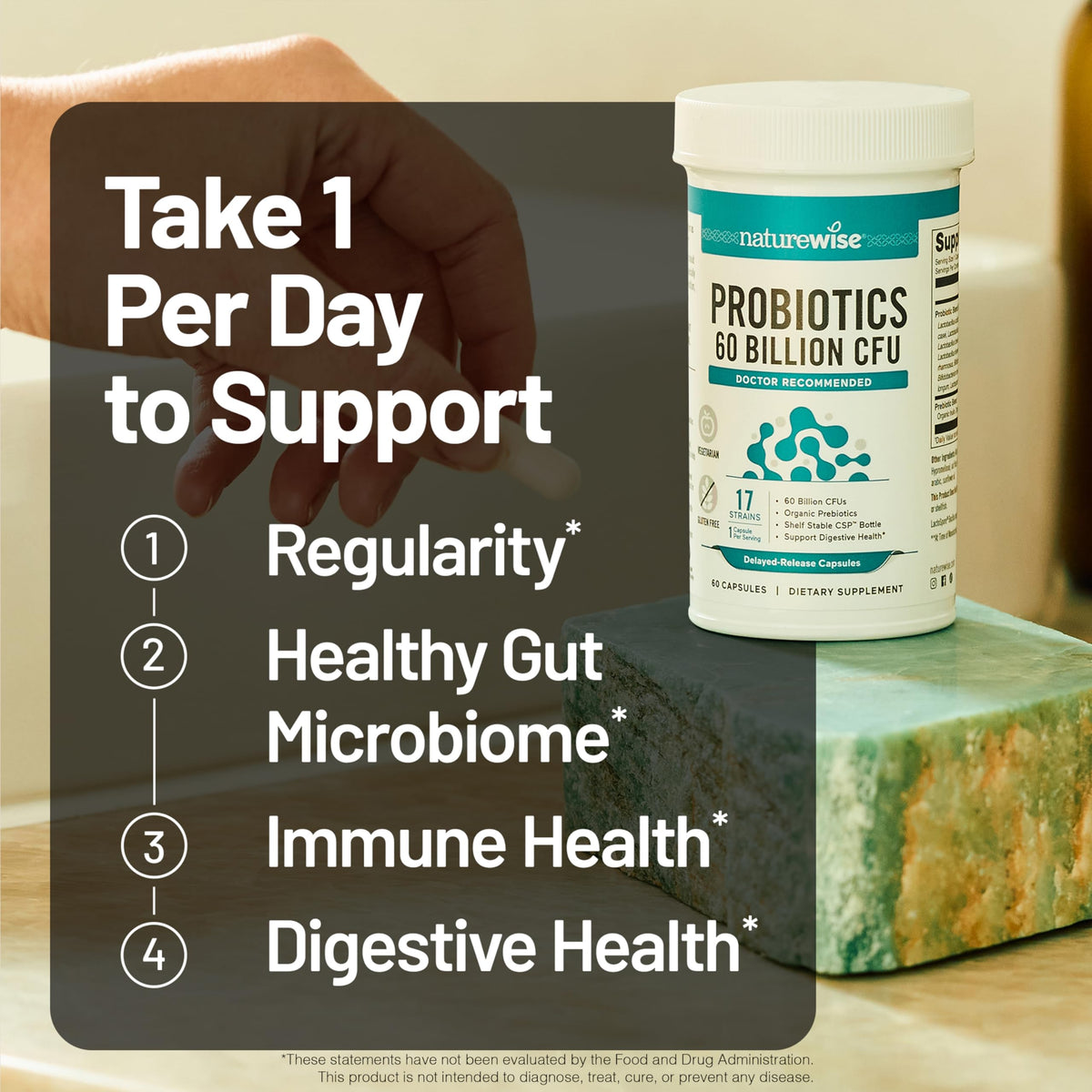 60 Billion CFU 17 Strains Probiotics with Prebiotics 30 Capsules Y802736