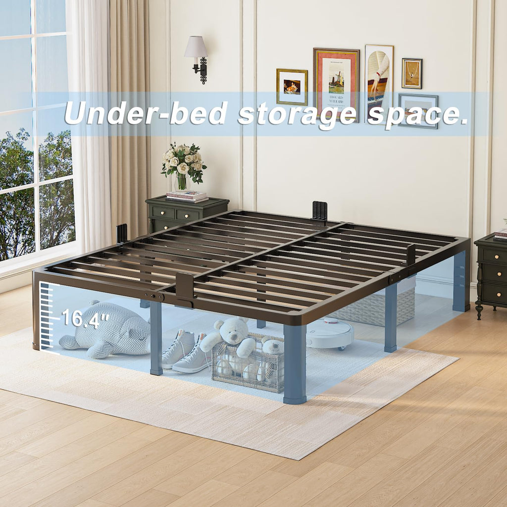 Queen Bed Frame with Headboard Hole and Steel Slats Support B1266