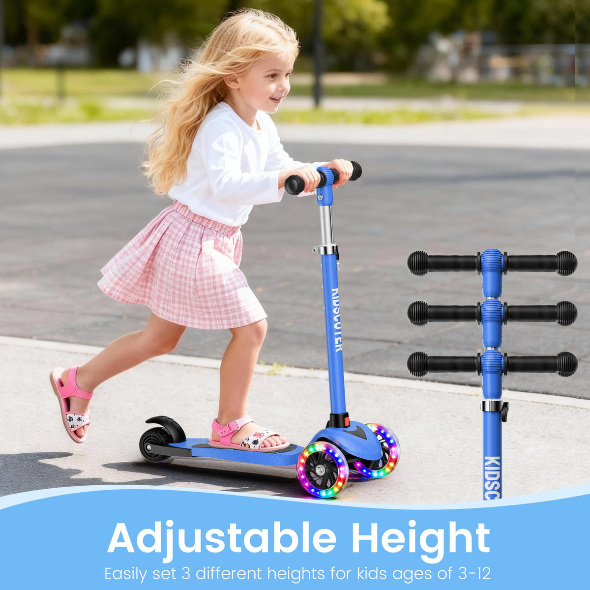 Multicolor 3 Wheel Kids Scooter with LED Light-Up Wheels B9271
