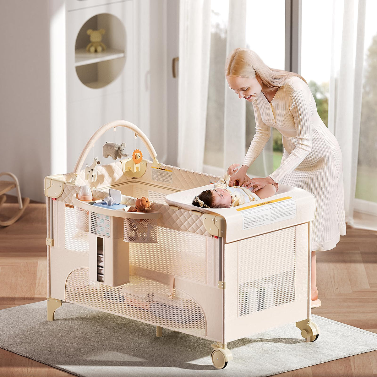 Baby Bassinet, Pack and Play, Bedside Crib Sleeper, Diaper Changer P533435