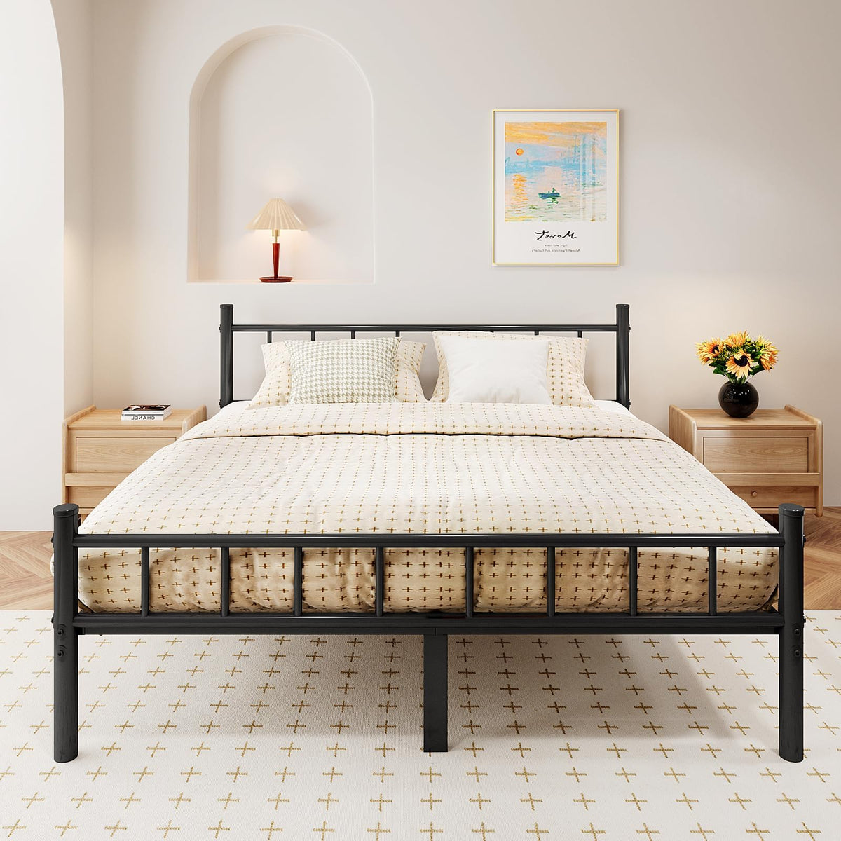 Full Metal Bed Frame with Headboard and Footboard P1033