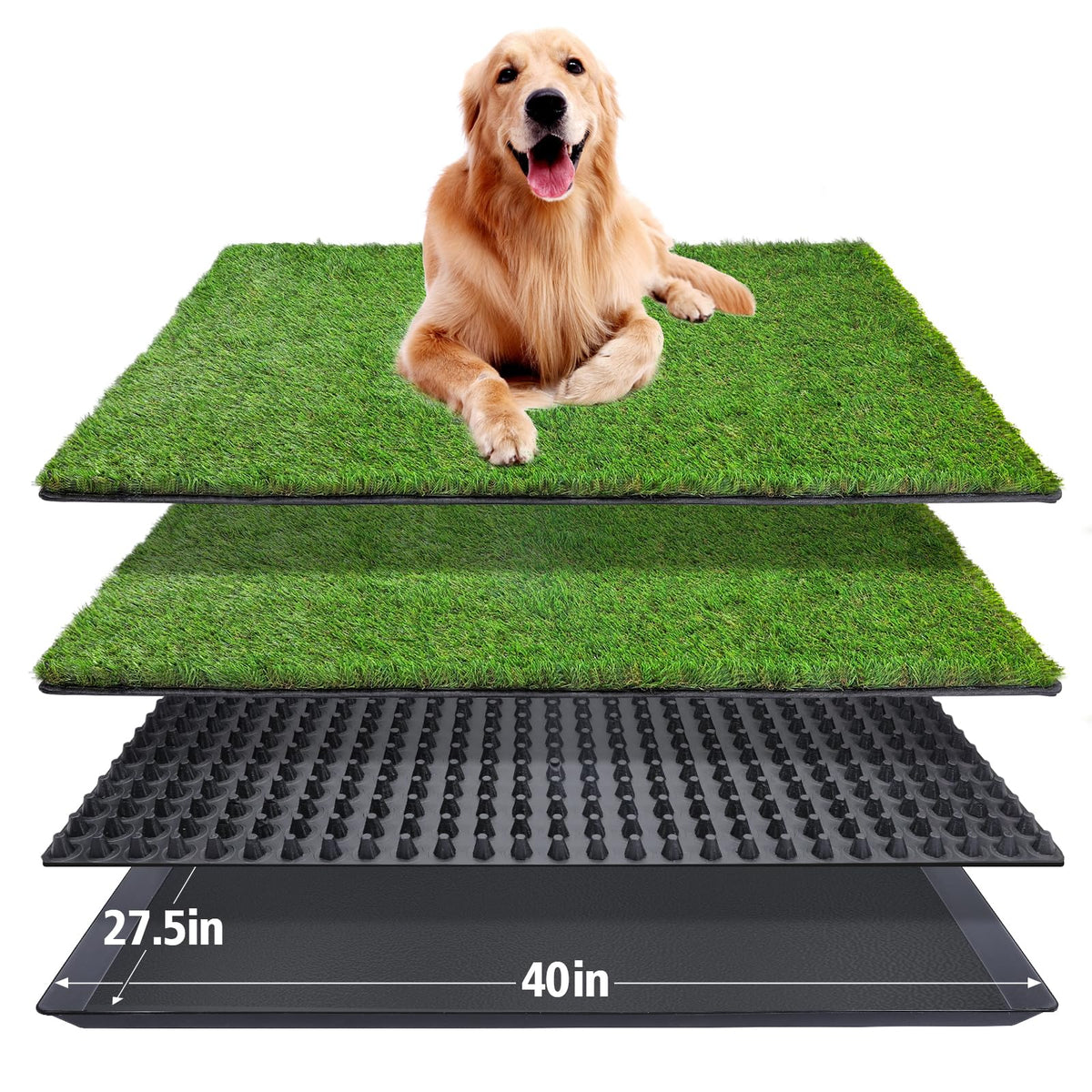 Dog Grass Pad with Tray 40''X27.5'' Artificial Turf Potty L862197