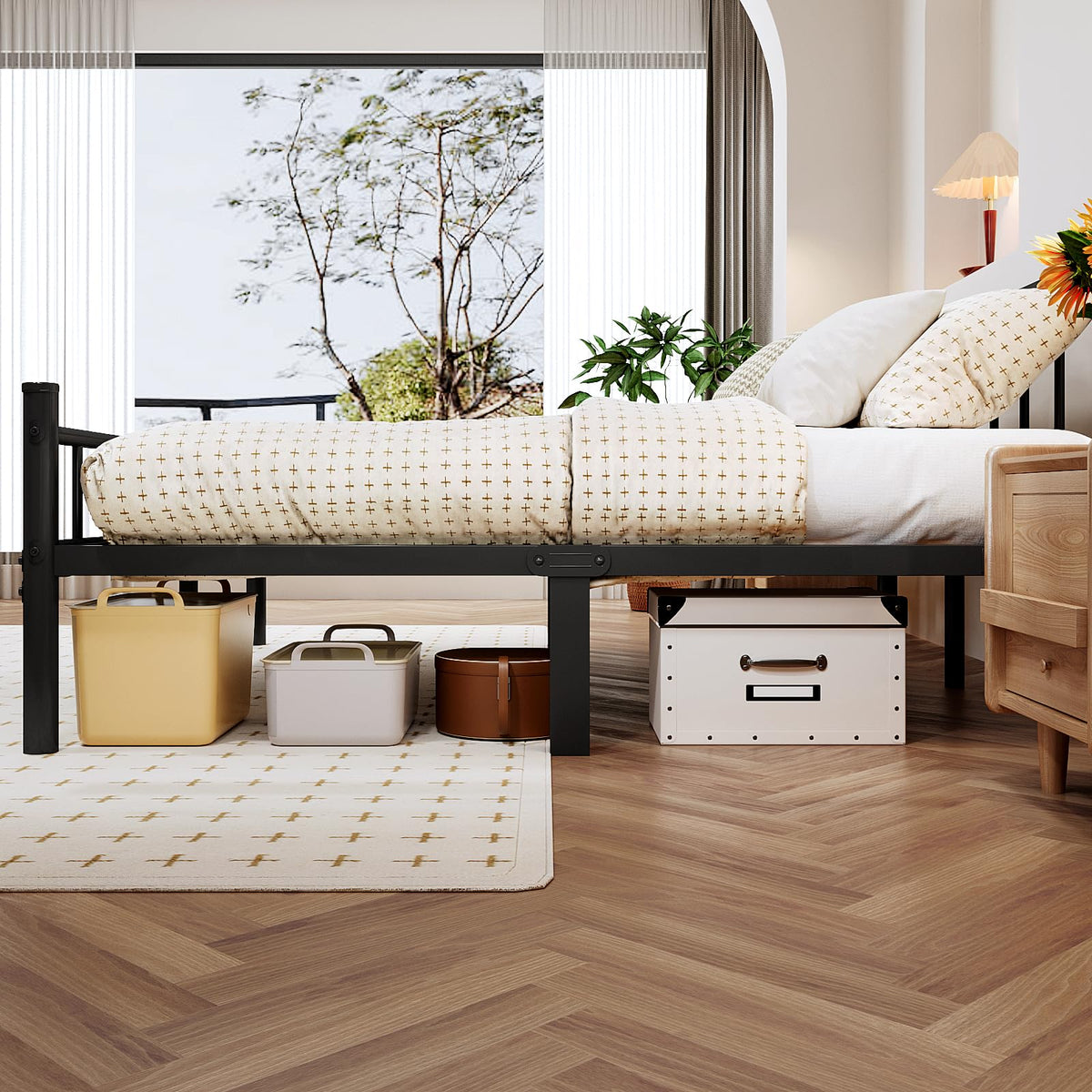 Full Metal Bed Frame with Headboard and Footboard P1033