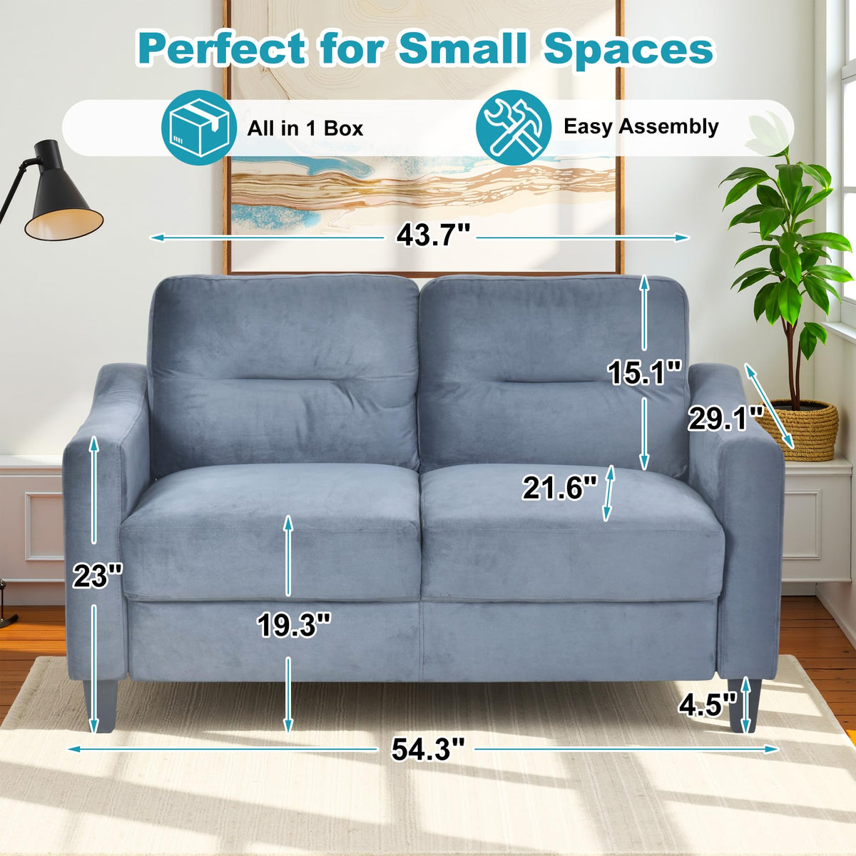 Light Gray Velvet Upholstered Loveseat Sofa N471189