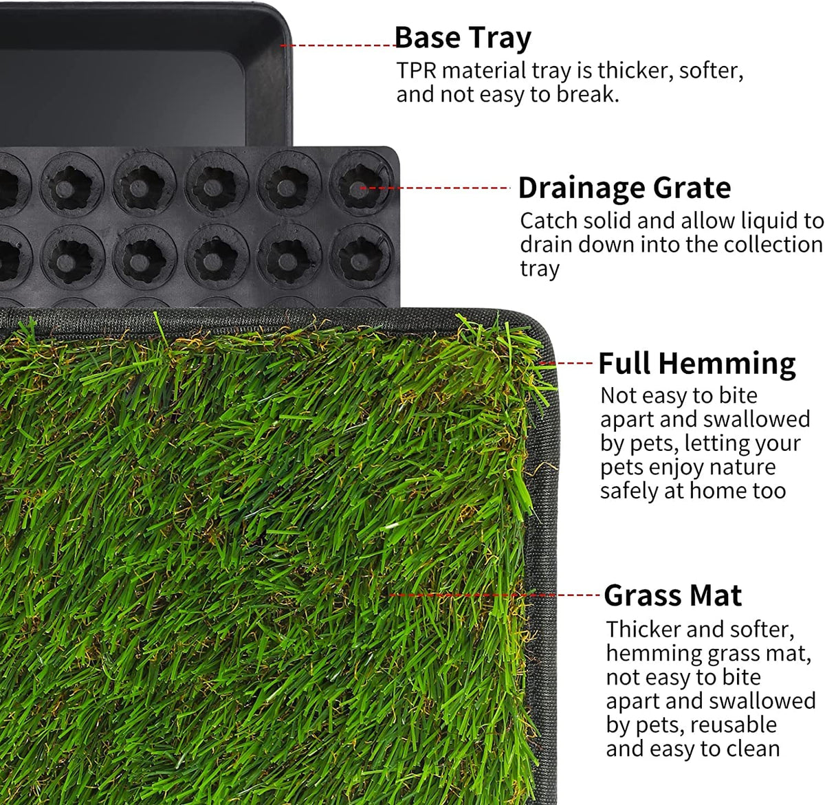 Dog Grass Pad with Tray 40''X27.5'' Artificial Turf Potty L862197
