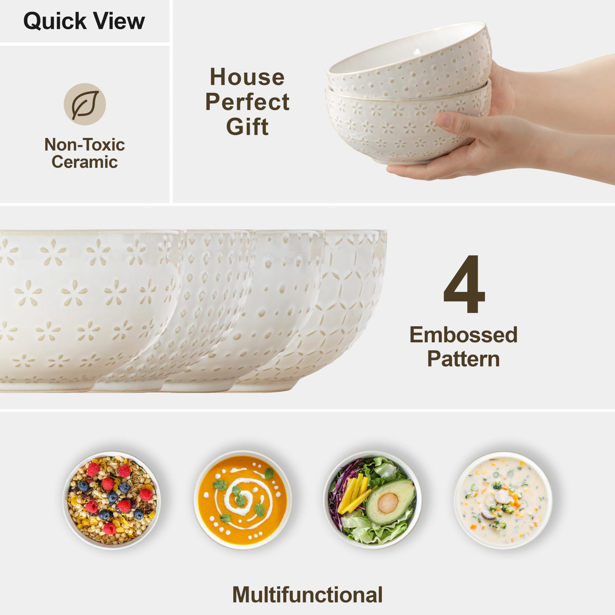 30 Ounce Ceramic Soup Bowls Set of 4 N266960
