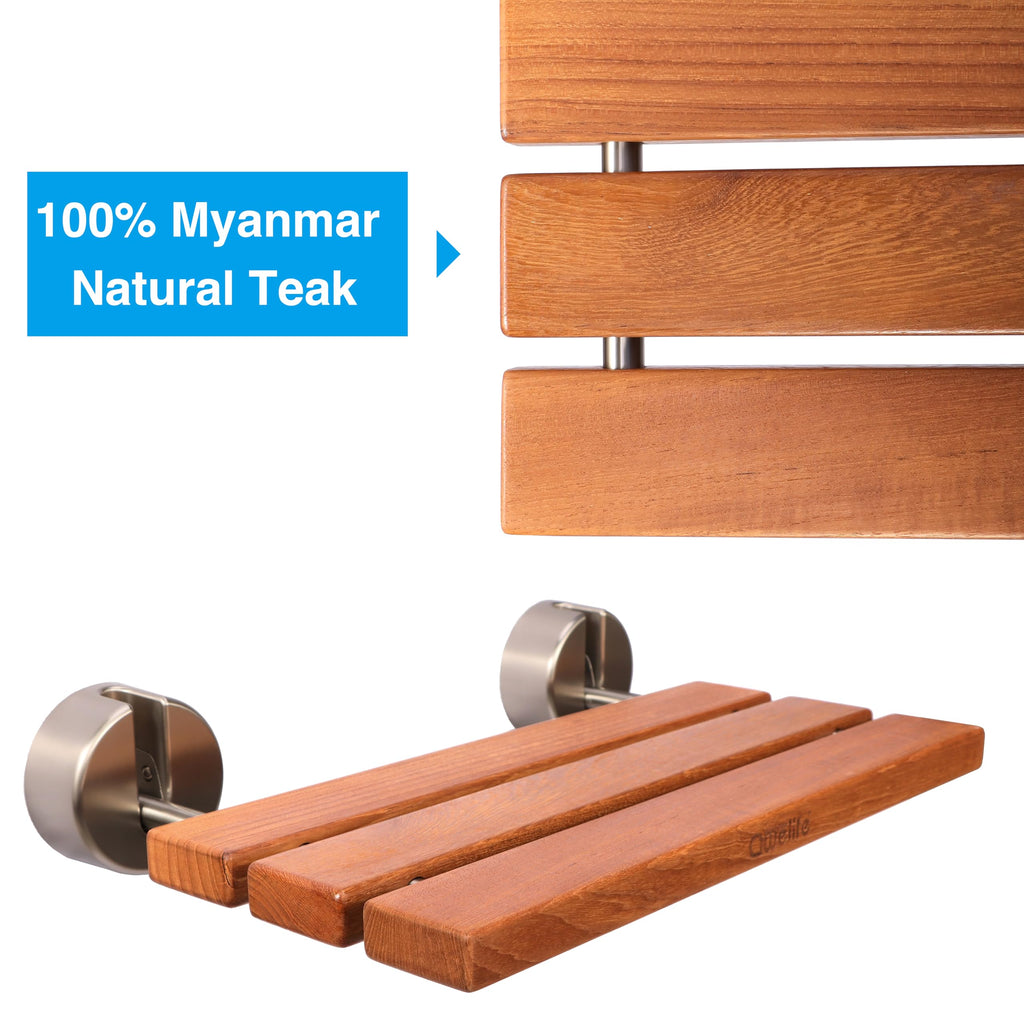 20" Teak Folding Shower Seat Wall Mount H124