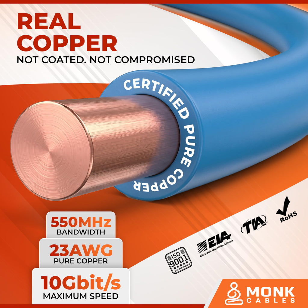 CAT 6 Ethernet Cable 1000ft Pure Bare Solid Copper 23AWG UTP CMP Plenum Blue P715277