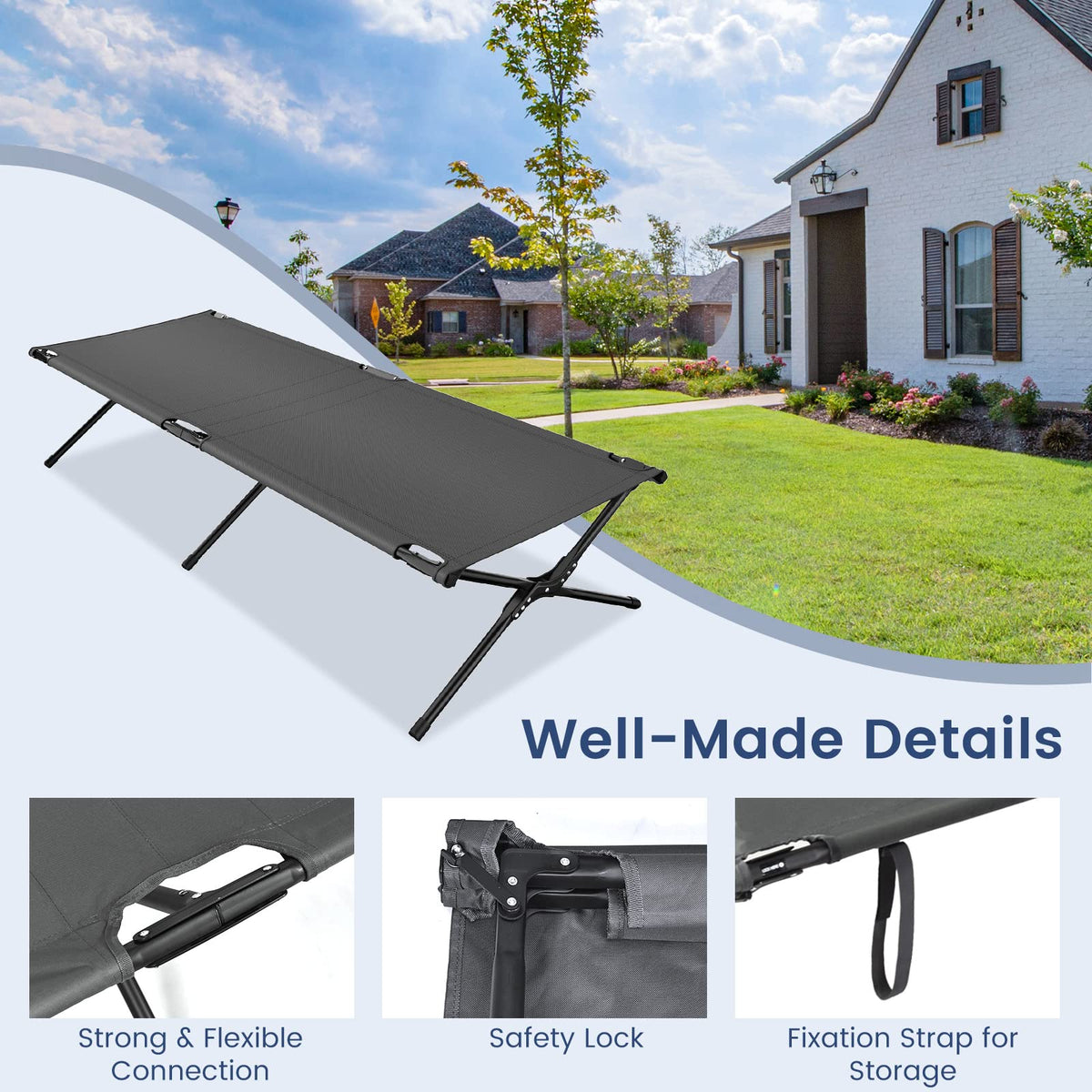 Folding Camping Cot with Carrying Bag E647652