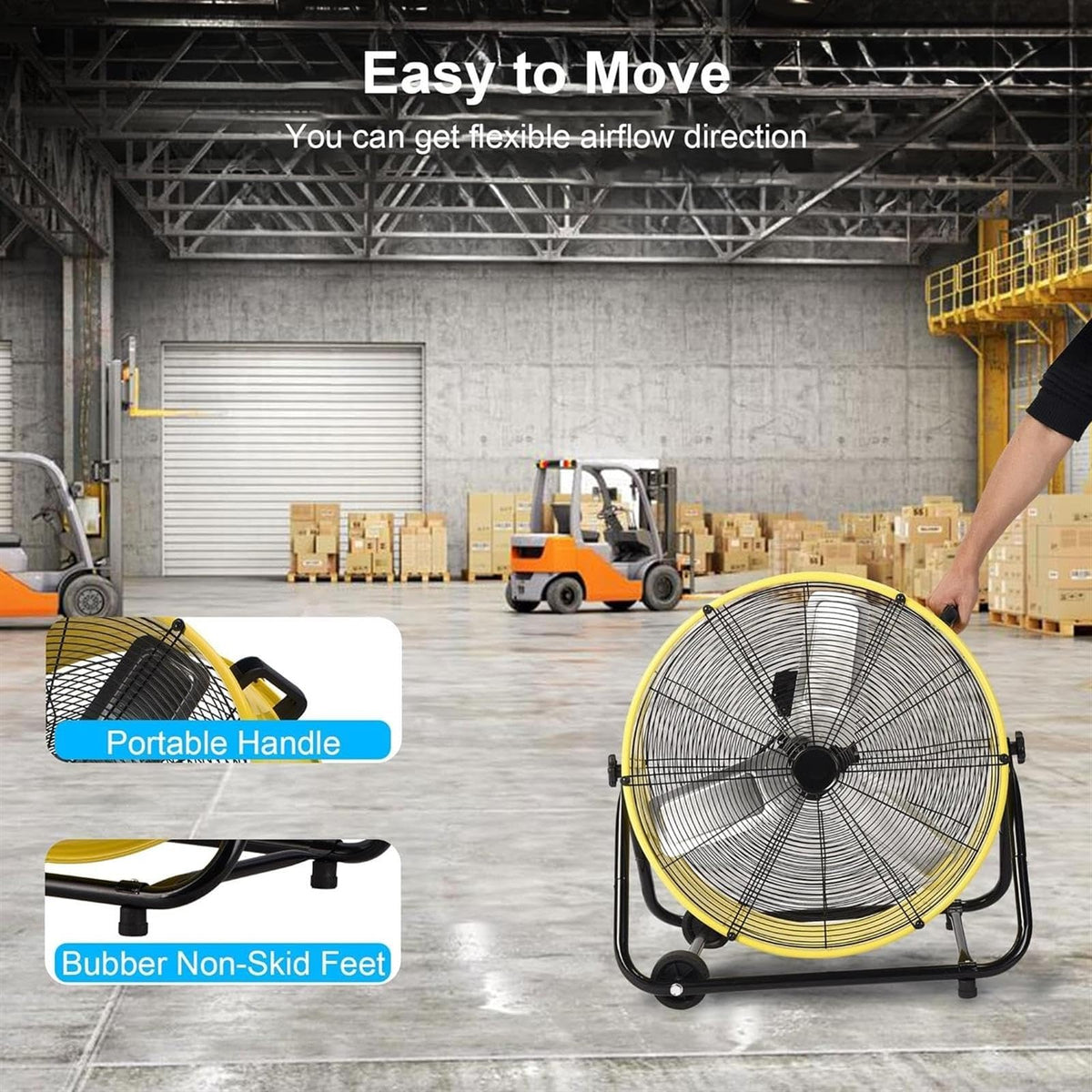 Heavy Duty Floor Drum Fan 3-Speed 360° Tilt Metal V91915