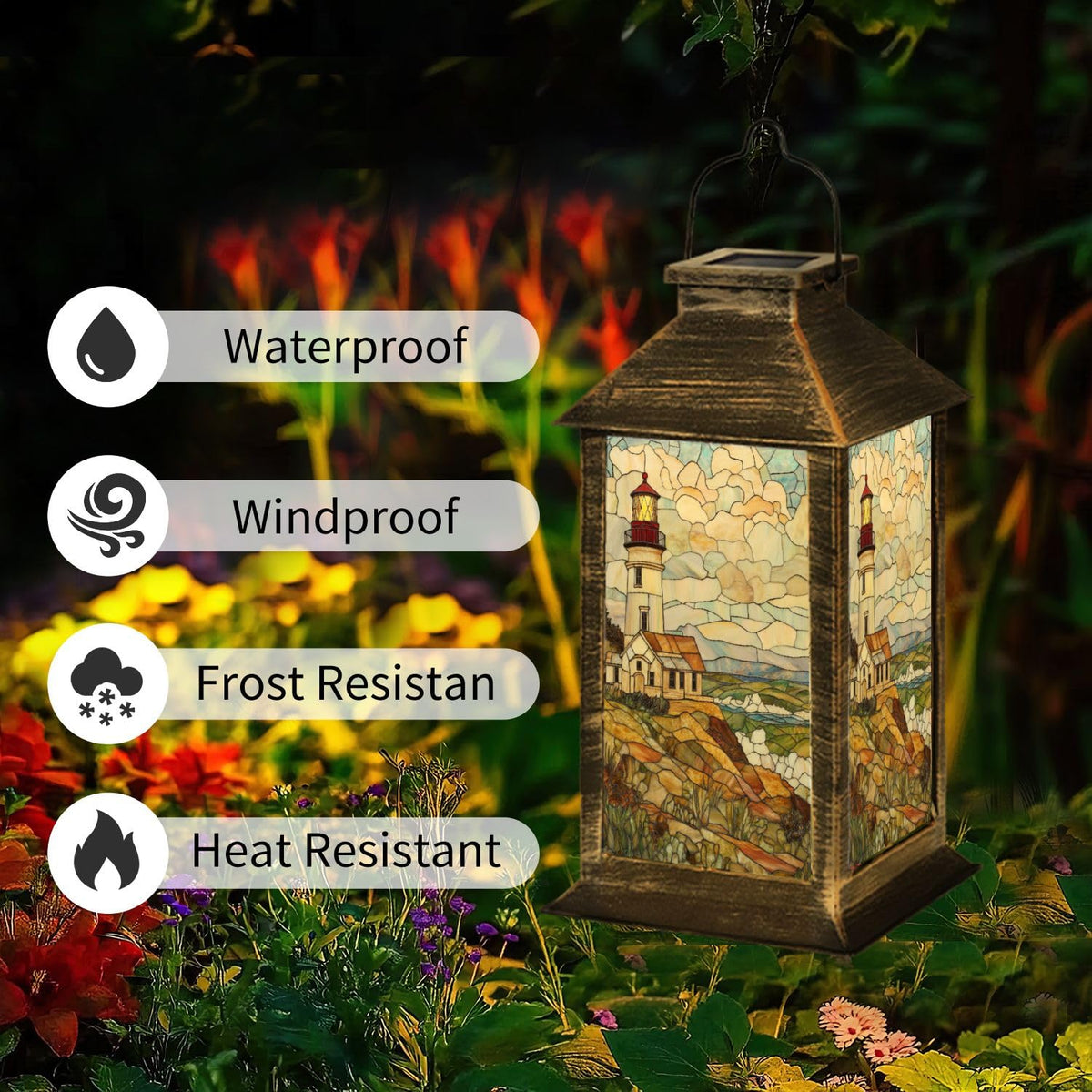 Solar Powered Outdoor Waterproof Hanging Lantern 1 Pack E64025