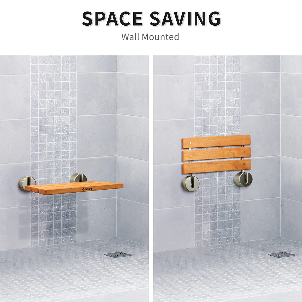 20" Teak Folding Shower Seat Wall Mount H124