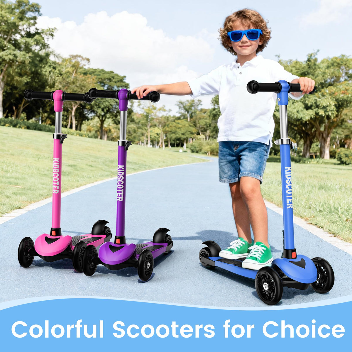 Multicolor 3 Wheel Kids Scooter with LED Light-Up Wheels B9271
