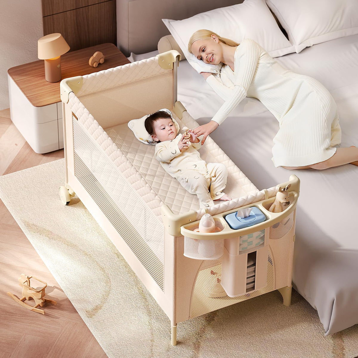 Baby Bassinet, Pack and Play, Bedside Crib Sleeper, Diaper Changer P533435