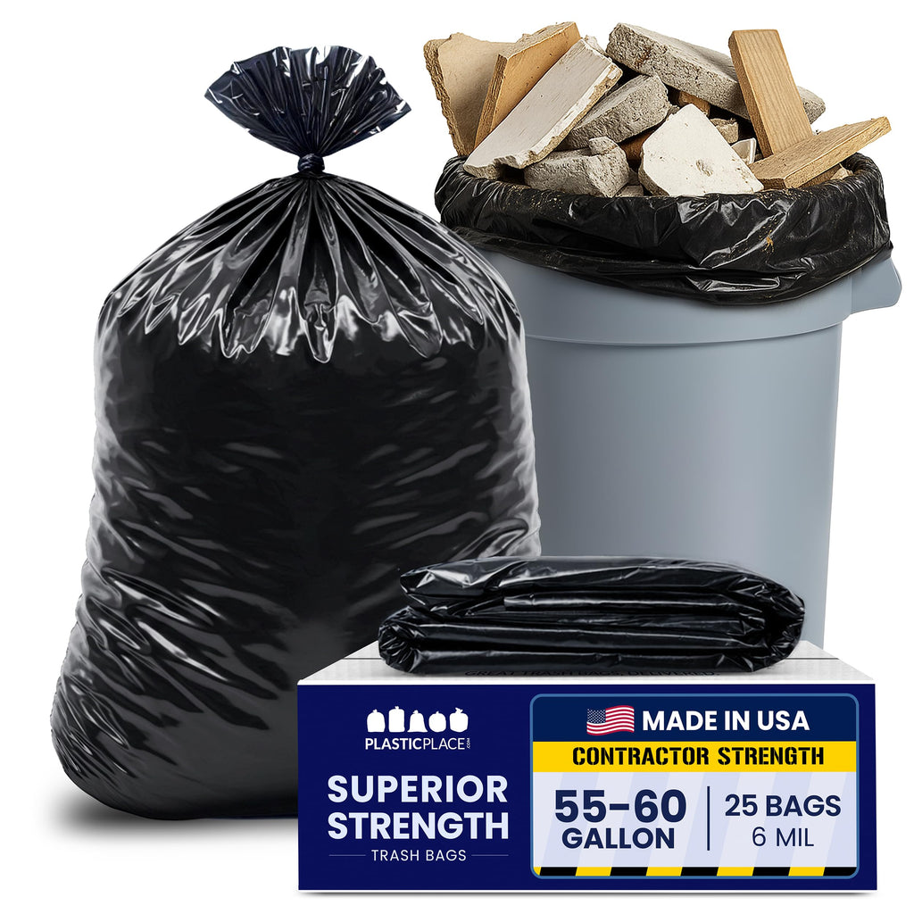 55-60 Gallon Black Heavy Duty Trash Bags 25 Count R48078