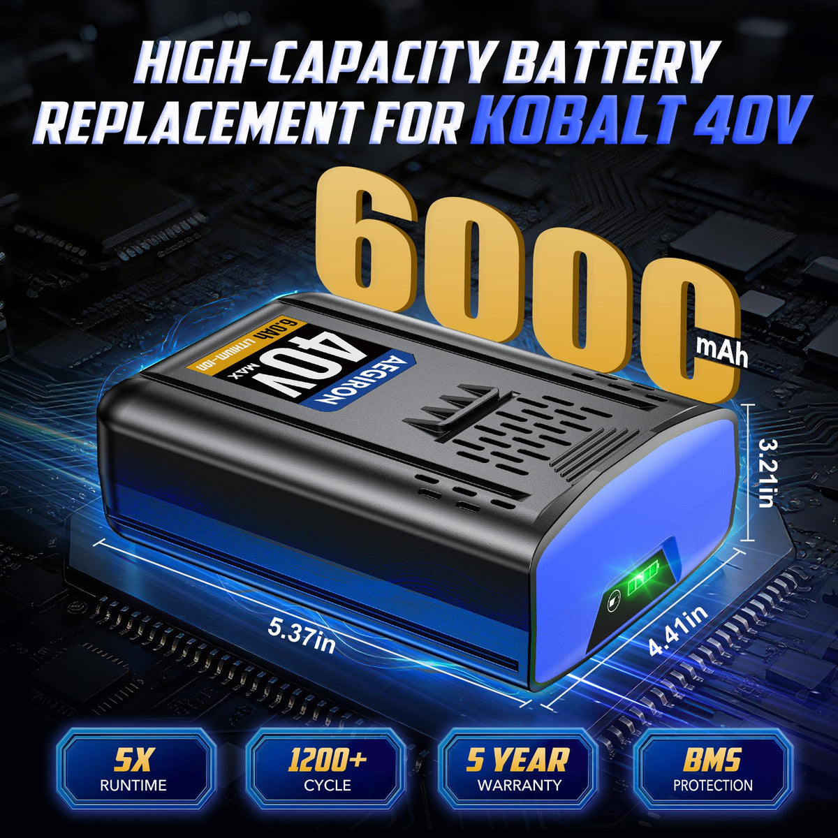40V 6.0Ah Lithium-lon Replacement Battery K279