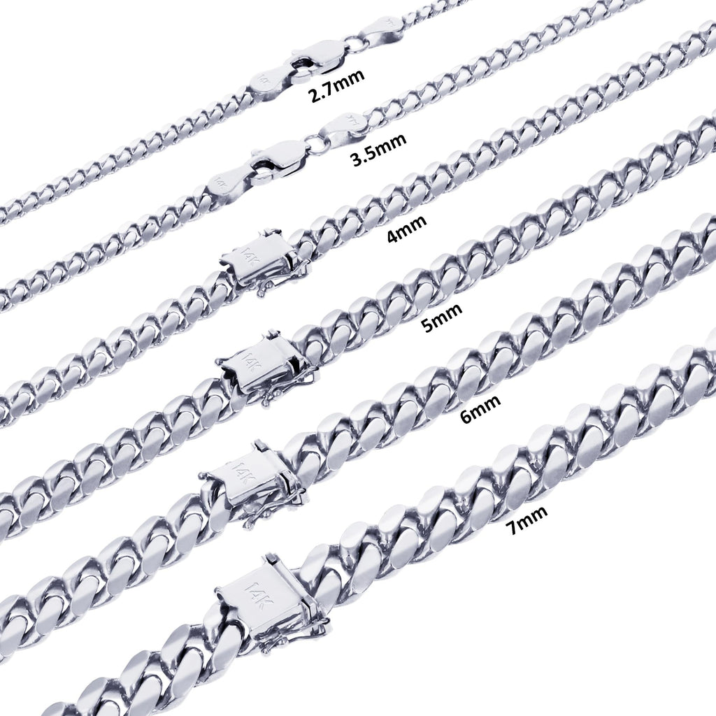 14K White Gold Cuban Link Chain Necklace J447305