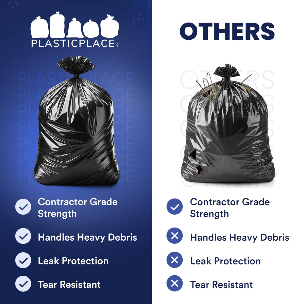 55-60 Gallon Black Heavy Duty Trash Bags 25 Count R48078