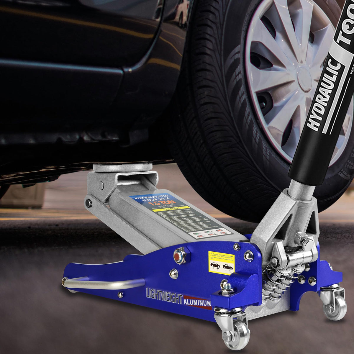 Heavy Duty Hydraulic Low Profile Aluminum Steel Floor Jack 1.5 Ton Blue D135