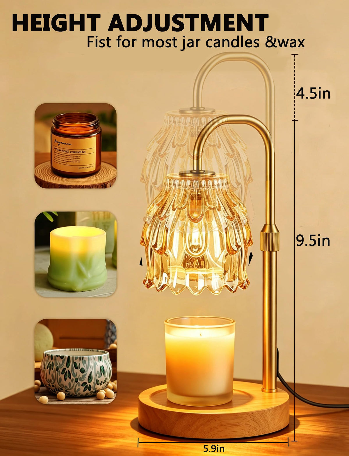 Dimmable Candle Warmer Lamp with Timer H2456