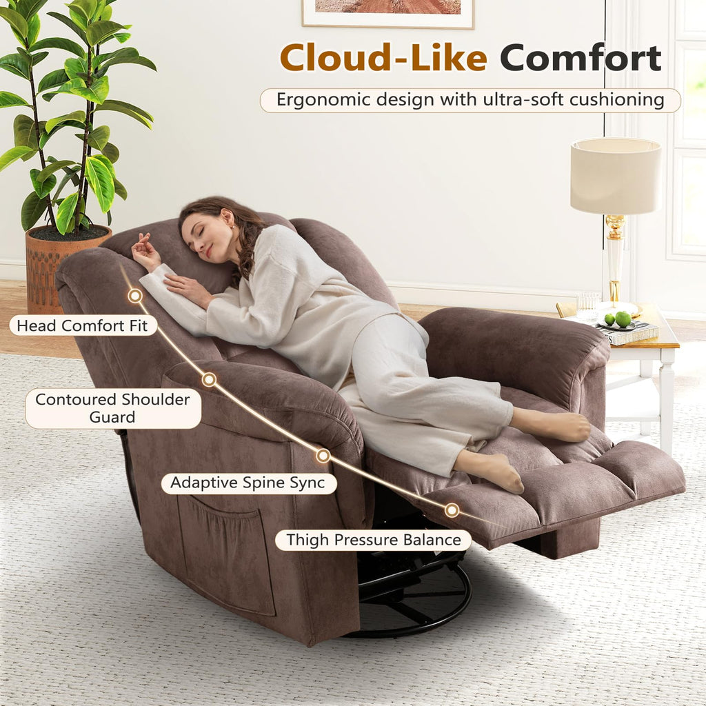 Oversized Manual Swivel Rocker Recliner Chair I582