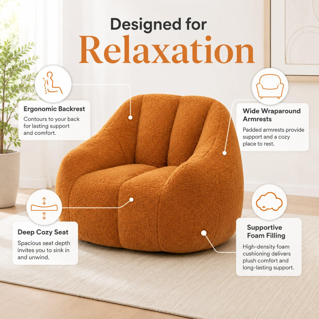 Yellow Memory Foam Bean Bag Chair D42181