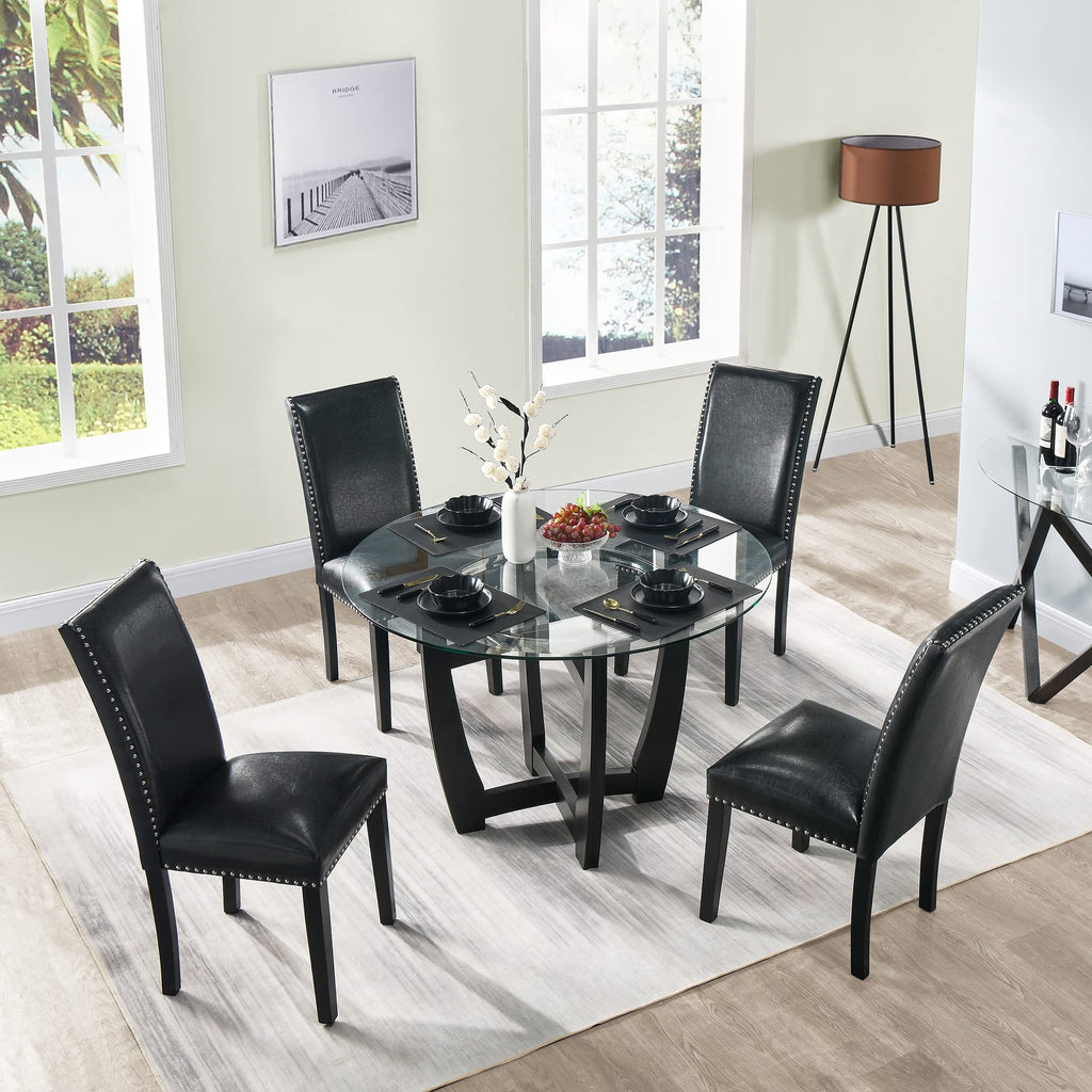 Black PU Dining Chairs Set of 2 I589971