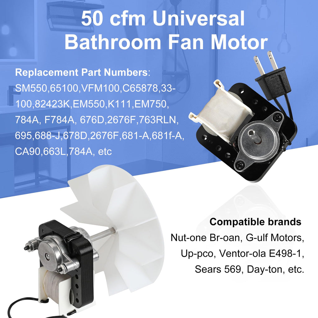Bathroom Exhaust Fan Motor Replacement Kit 50CFM 120V E227