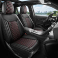Black and Red Thick Nappa Leather Car Seat Covers Set of 2 W9927