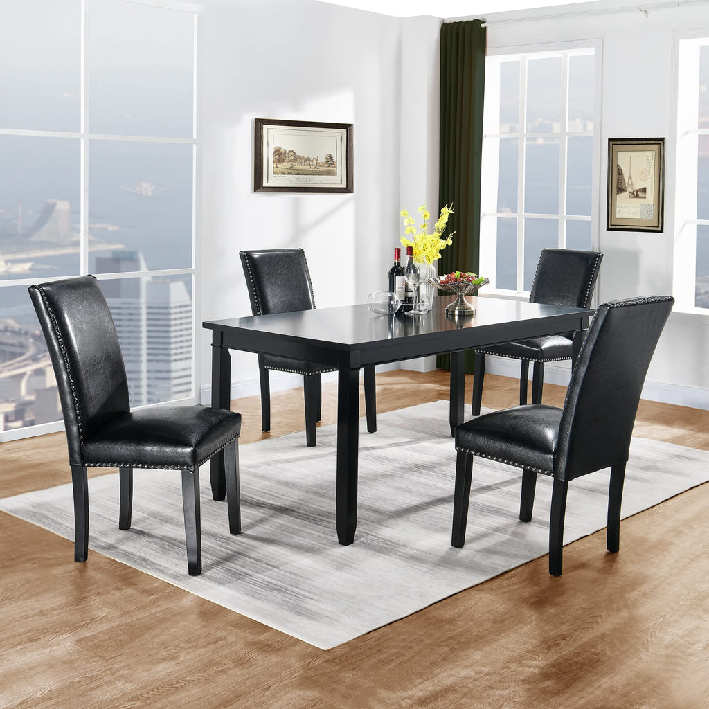 Black PU Dining Chairs Set of 2 I589971