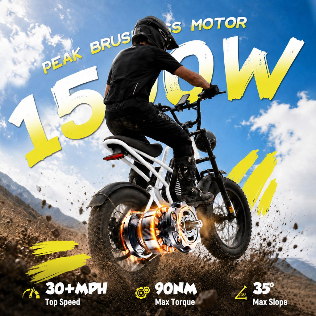 Electric Bike 48V 20.8/41.6Ah Battery 1500W Peak Motor 20×4.0" Fat Tire U18555