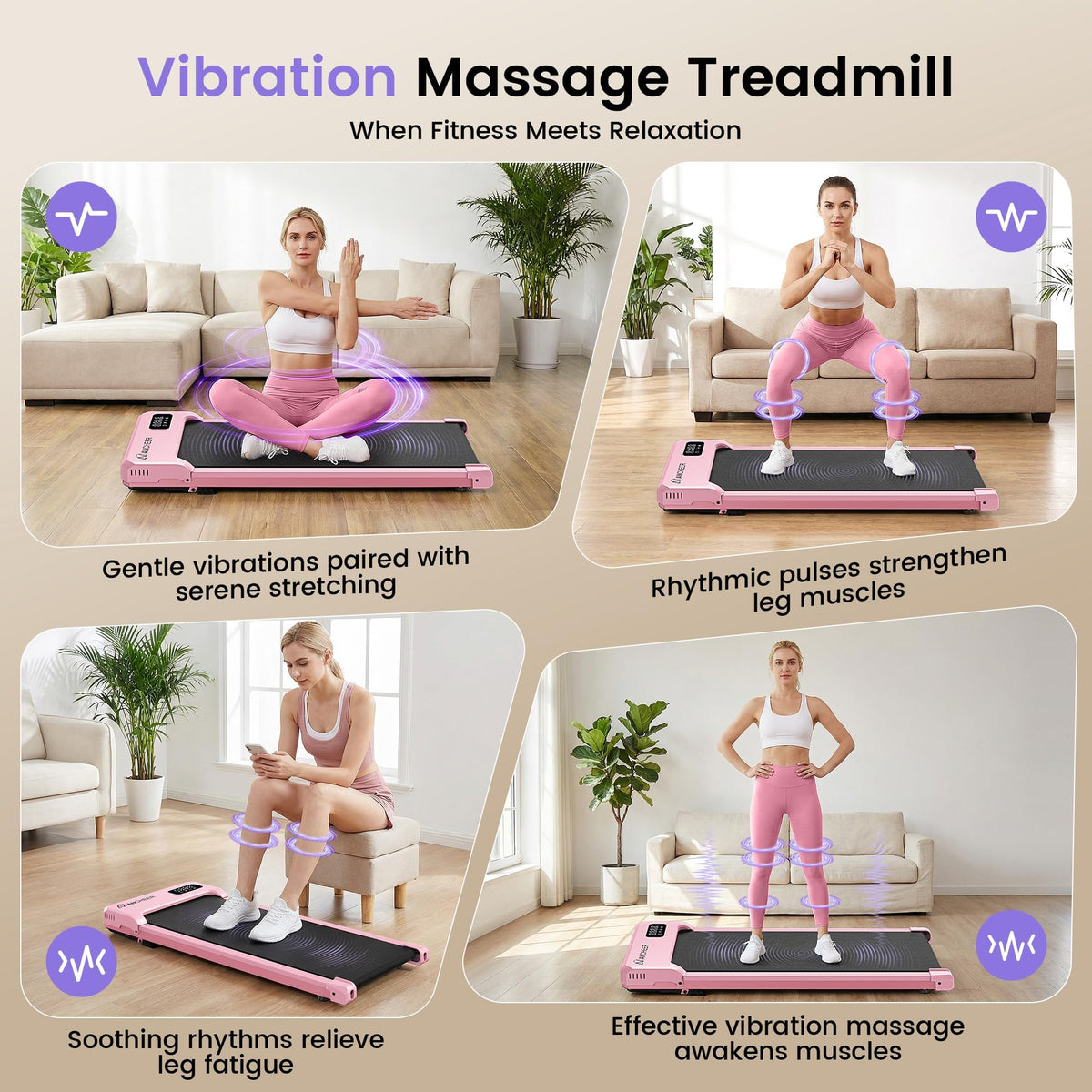 Under Desk Treadmill with Vibration Plate & Incline V845