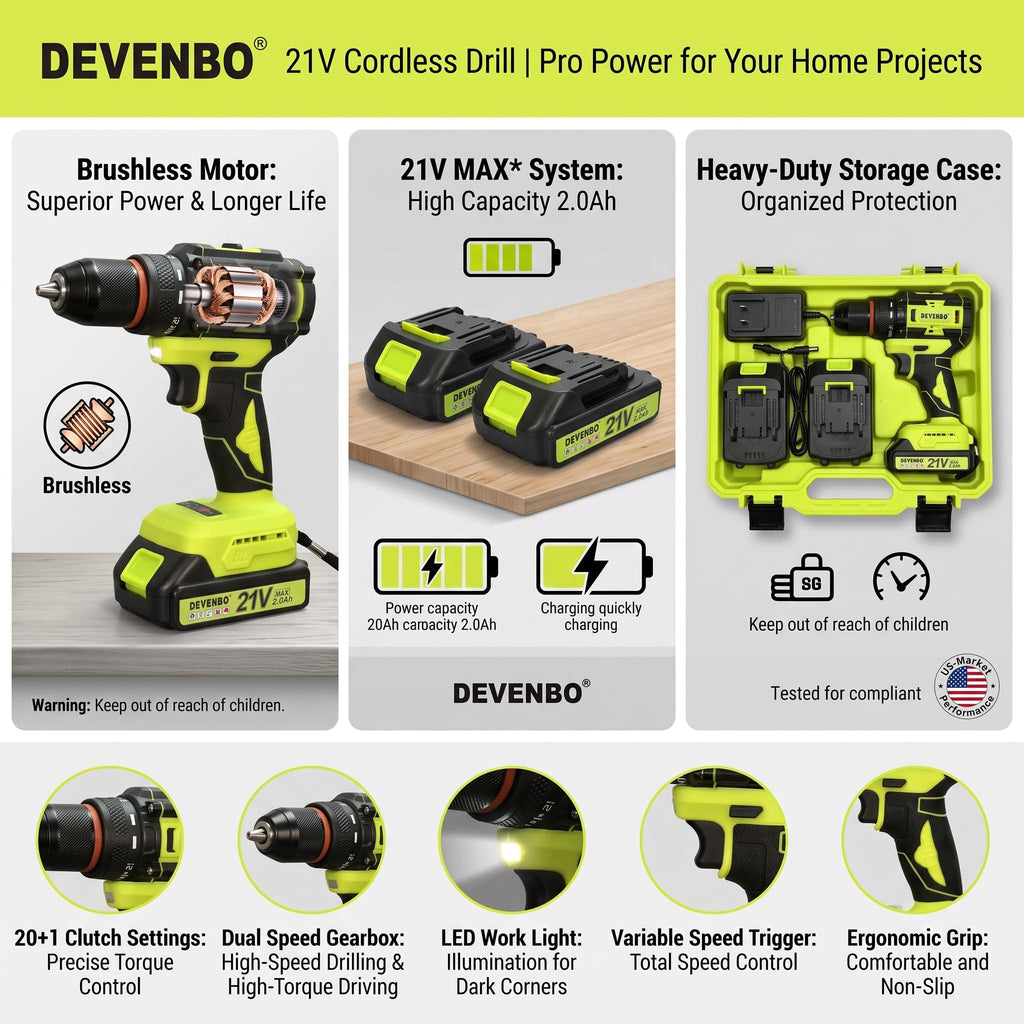 21V Brushless Cordless Drill Set B4203