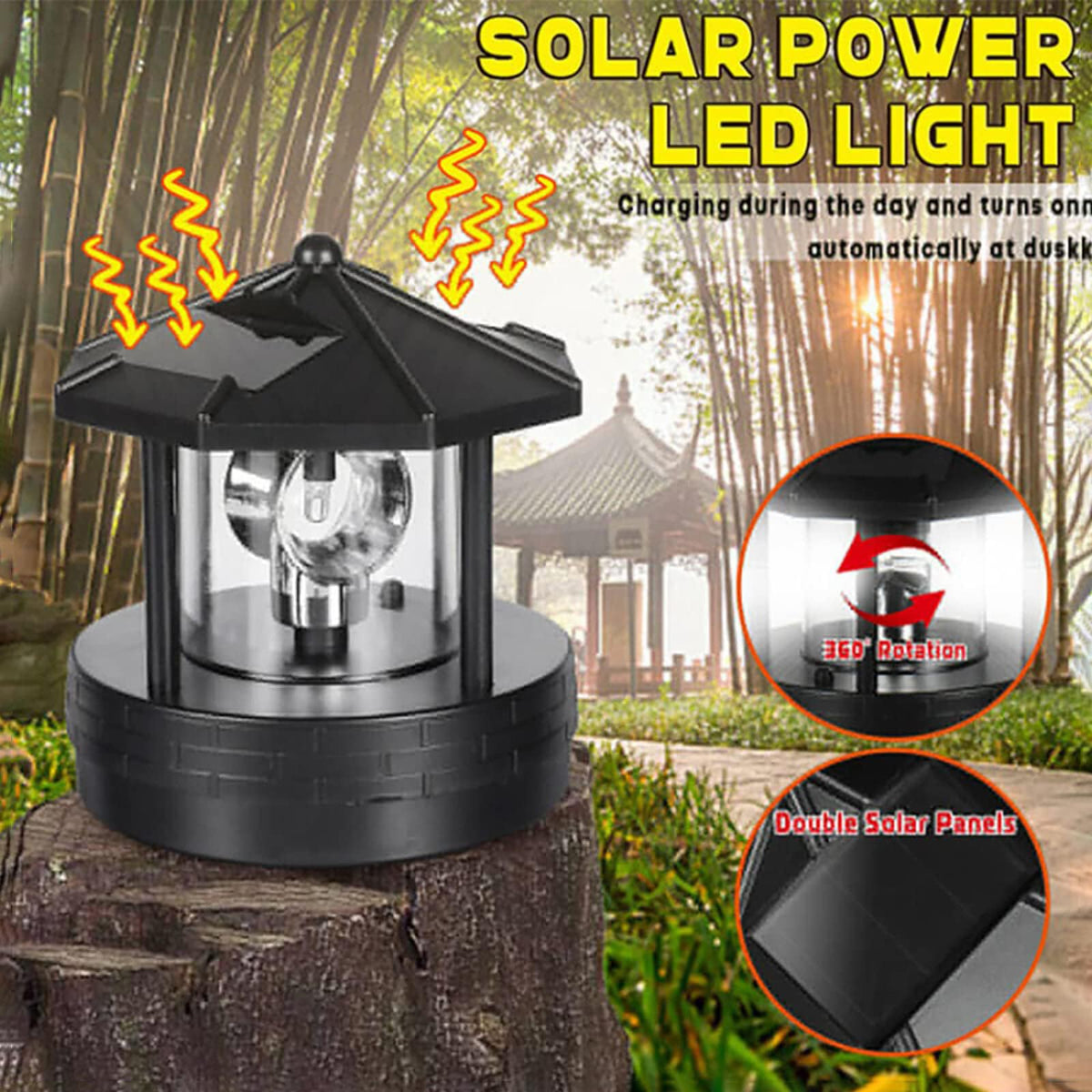 Solar Lights Outdoor LED Rotating Lighthouse Lamp K326