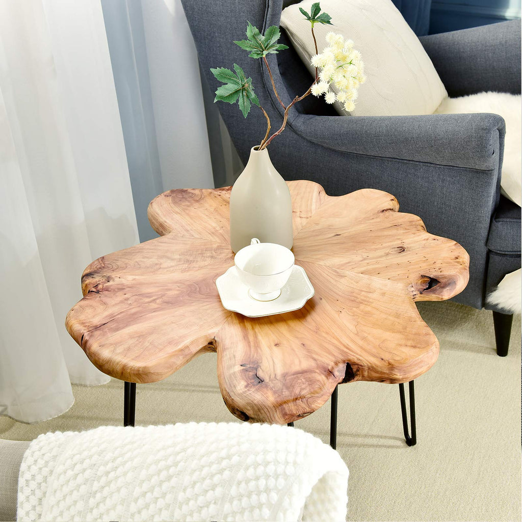 Flower-Shaped Live Edge Cedar Coffee Table N596