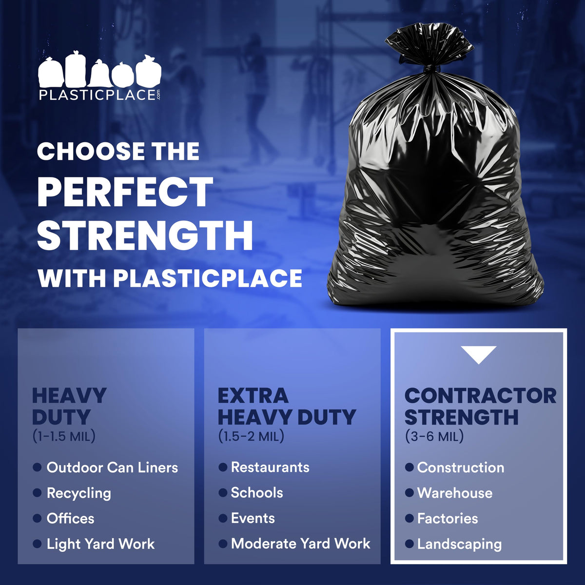 55-60 Gallon Black Heavy Duty Trash Bags 25 Count R48078